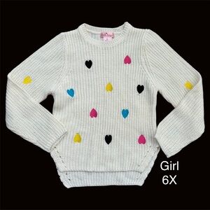 Girls' Heart Pattern Sweater - Cream